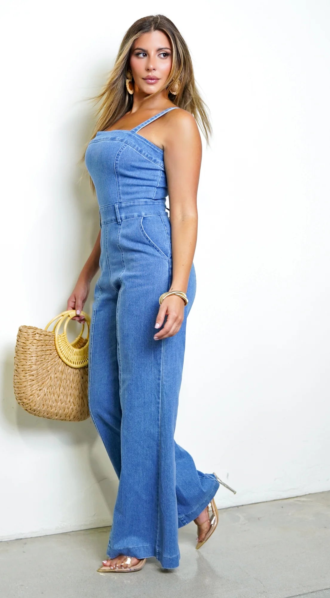Evolet Denim Jumpsuit Blue