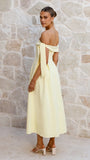 Bentley Off Shoulder Midi Dress Lemon