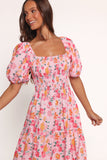 Soliel Midi Dress Pink Floral
