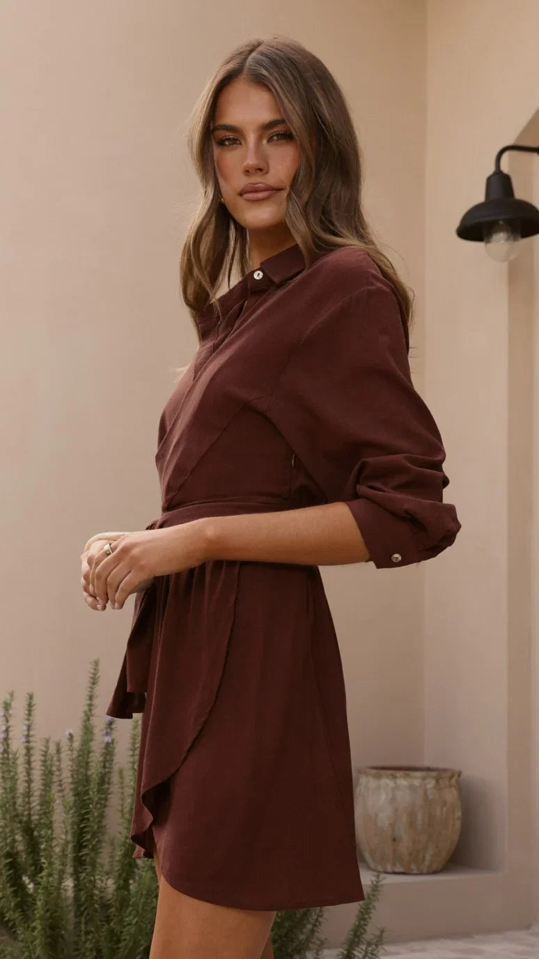 Zaida Shirt Mini Dress Chocolate