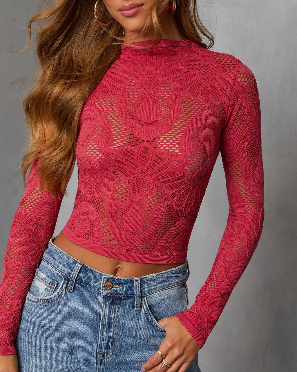 Slay Mode Abstract Open Knit Top