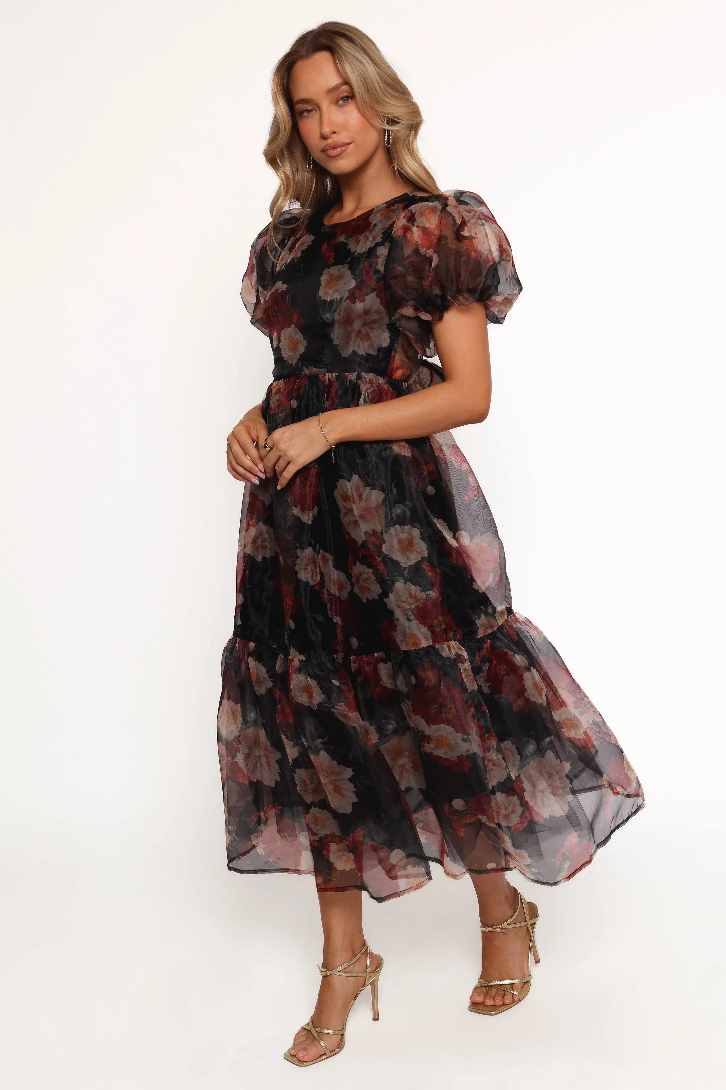 Elspeth Midi Dress Black Floral