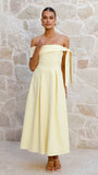 Bentley Off Shoulder Midi Dress Lemon
