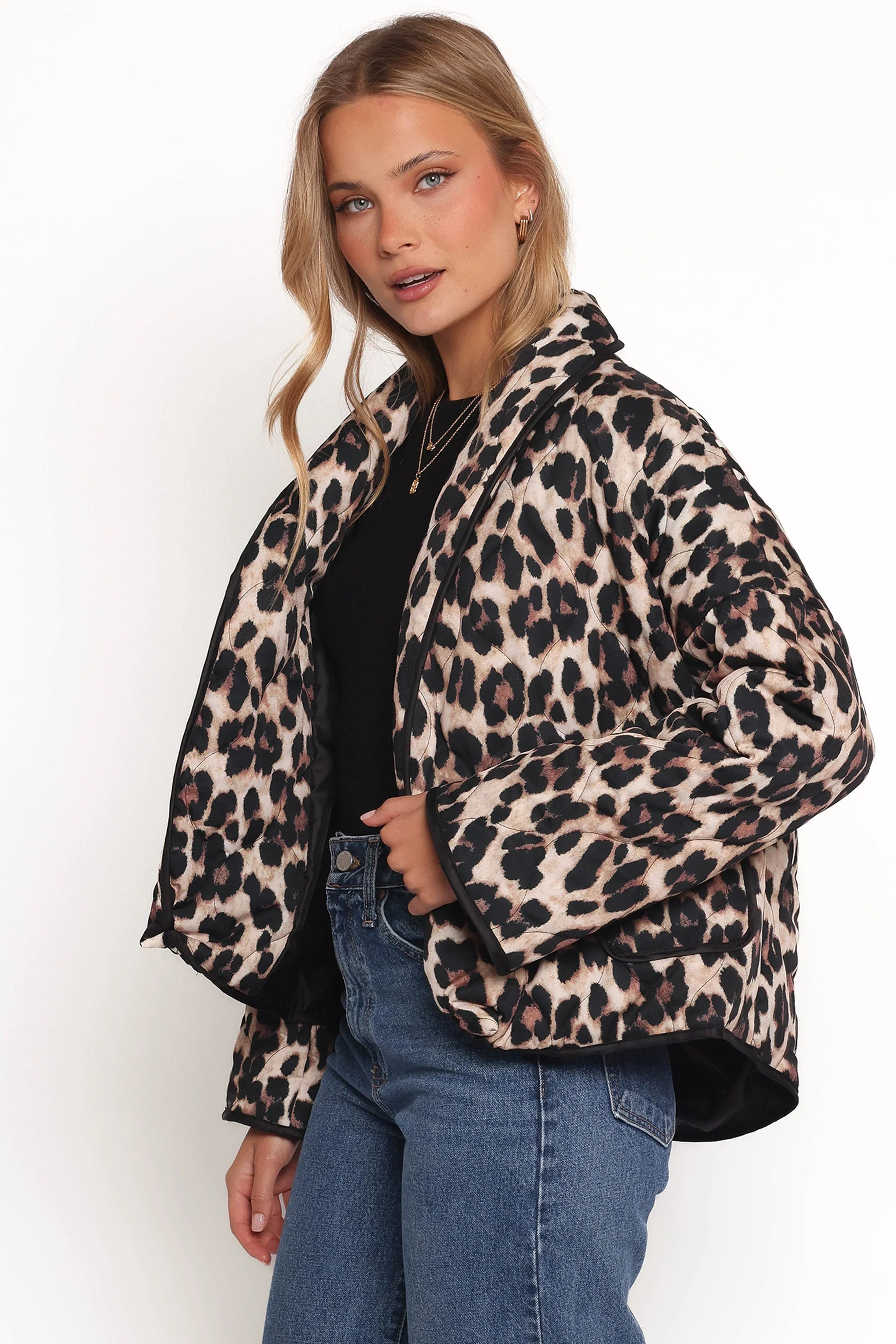 Marcos Leopard Print Quilted Jacket Leopard