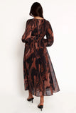 Blayze Long Sleeve Maxi Dress Brown Print