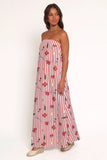 Soph Strapless Maxi Dress Red Picnic Stripe