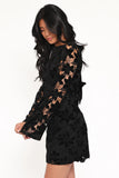 Cynthia Velvet Lace Mini Dress Black