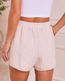 Featherlight Whisper Striped Crochet Trim Shorts