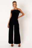 Donatella Feather Trim Jumpsuit Black