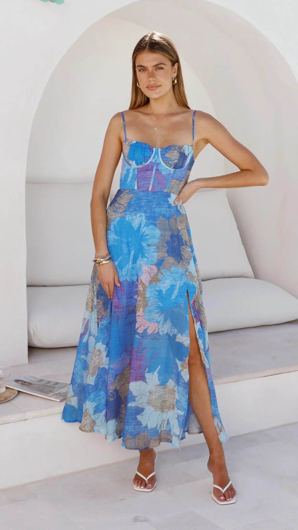 Rahima Maxi Dress Blue Floral