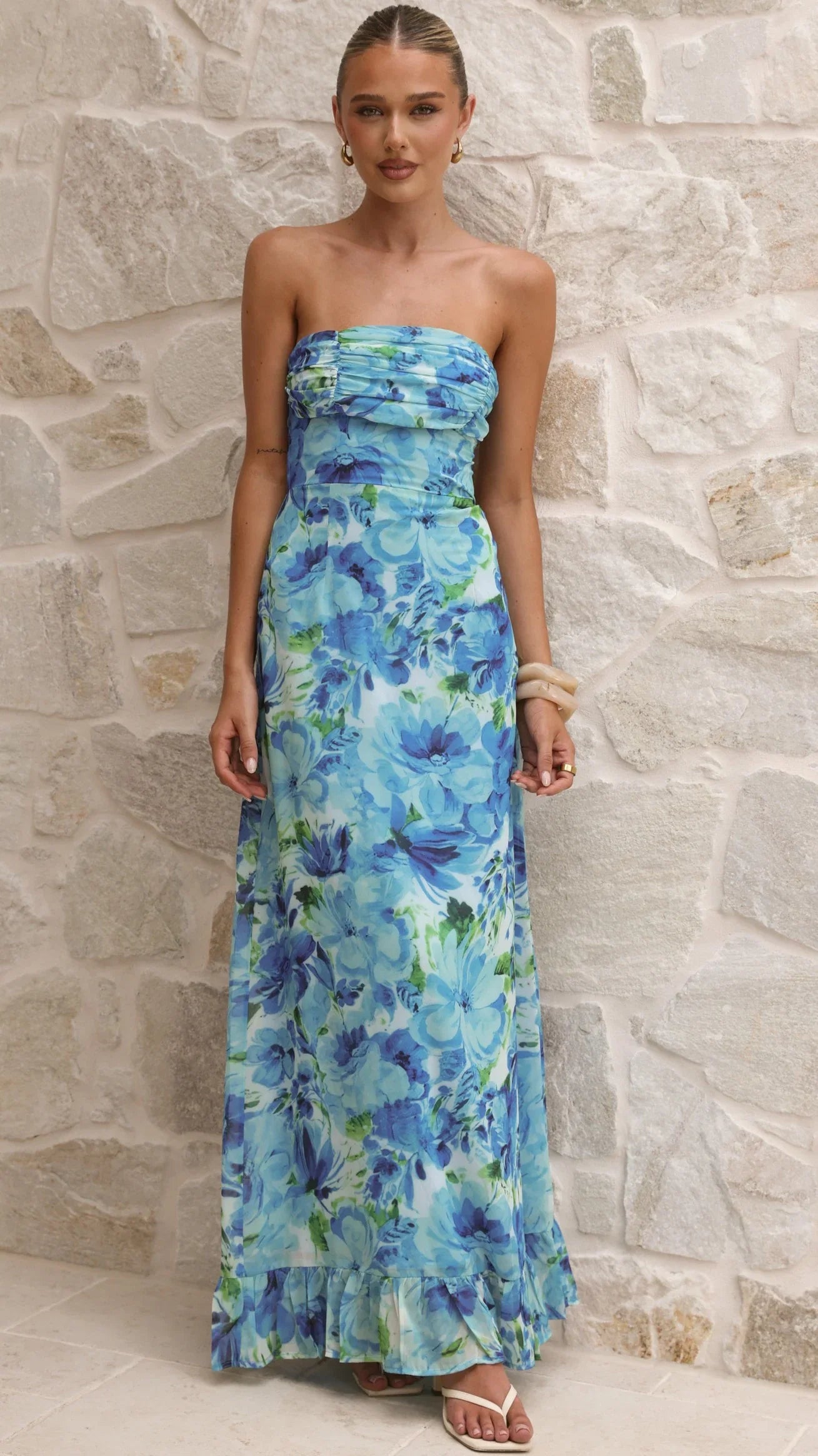 Mariposa Maxi Dress Blue Floral