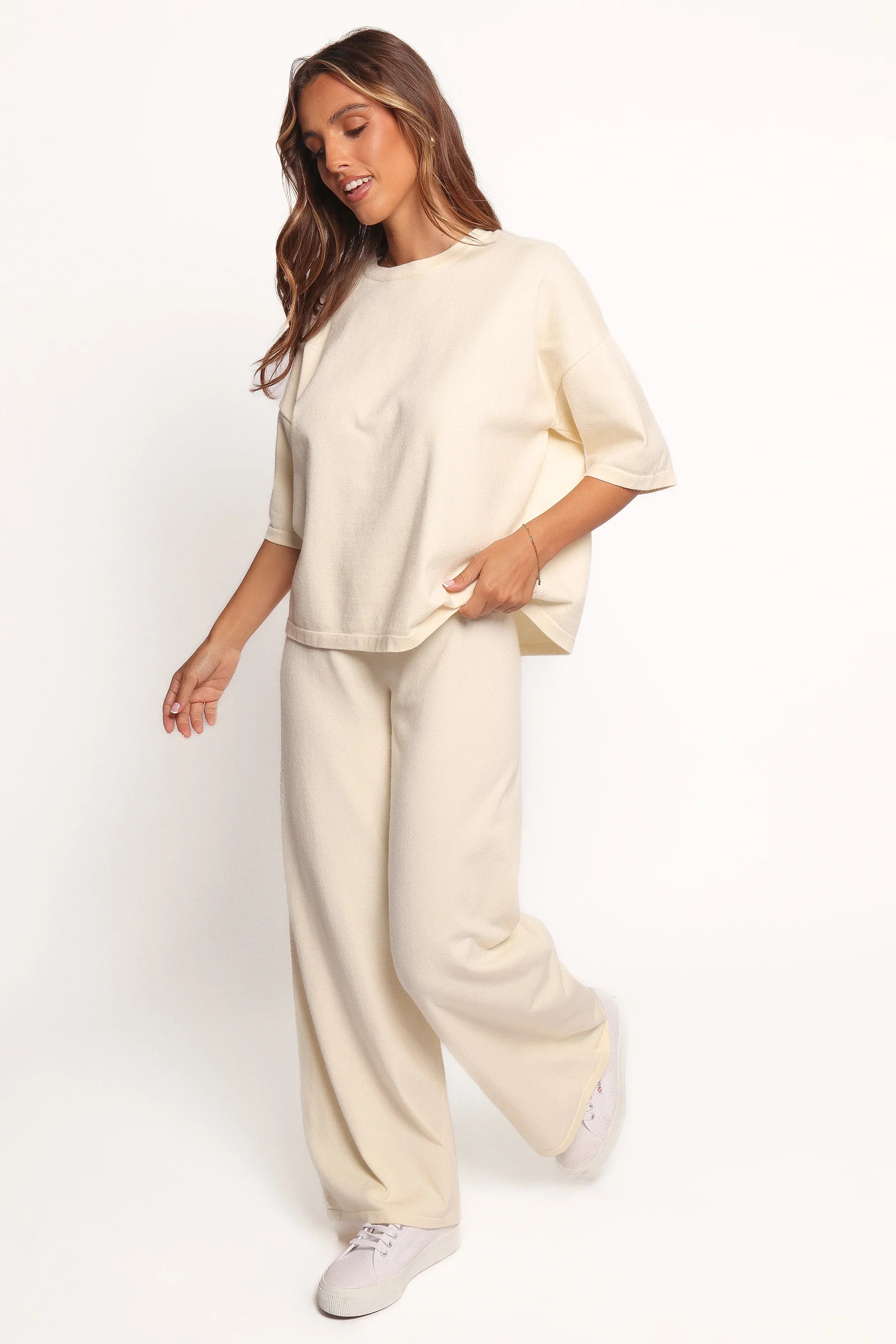 Ash Knitted Pants White