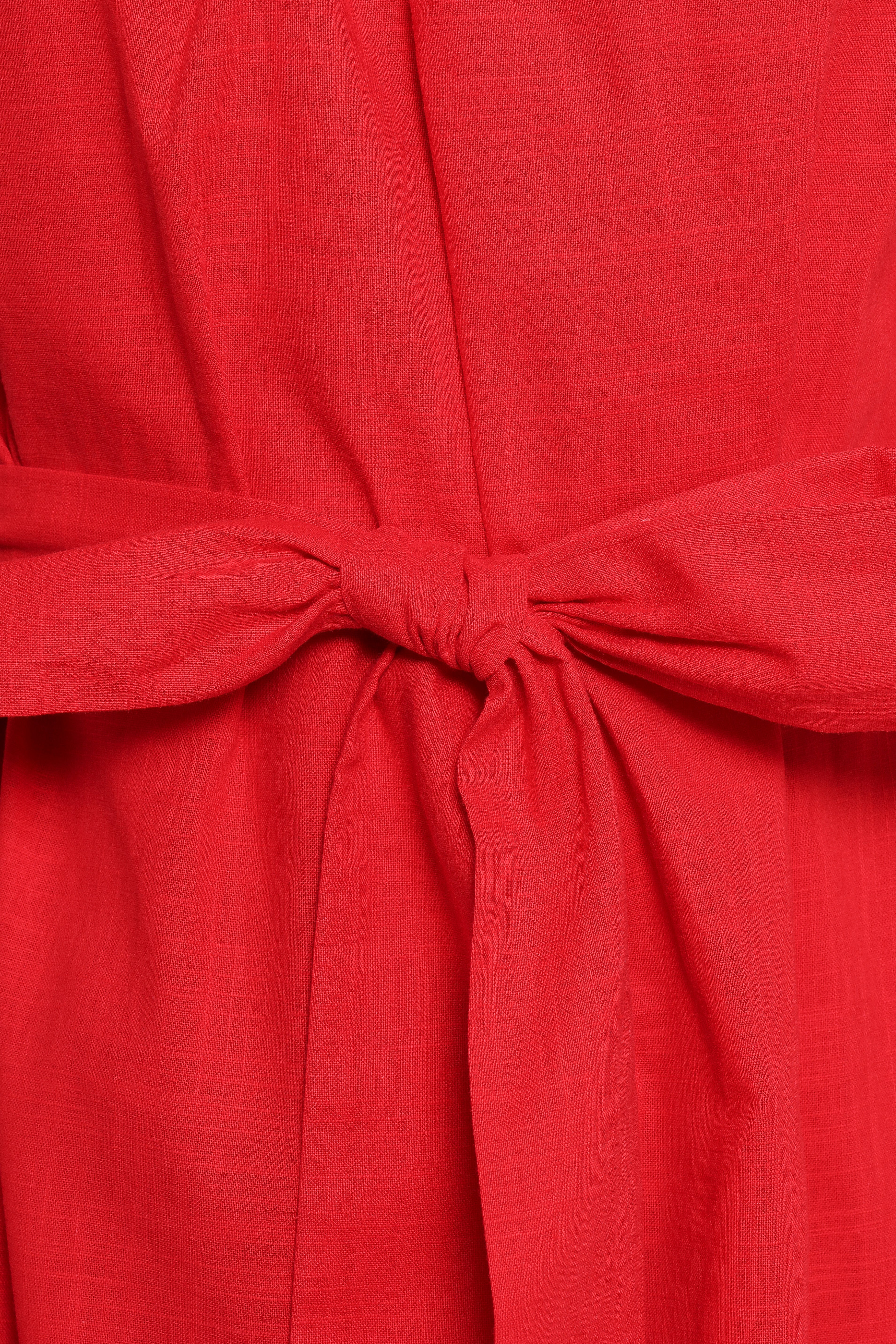 Roma One Shoulder Midi Dress Red