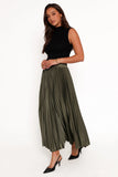 Polina Pleated Maxi Skirt Olive