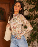 Nasha Floral Mesh Mock Neck Top