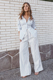 Ember Cotton Pants Blue Brown Stripe