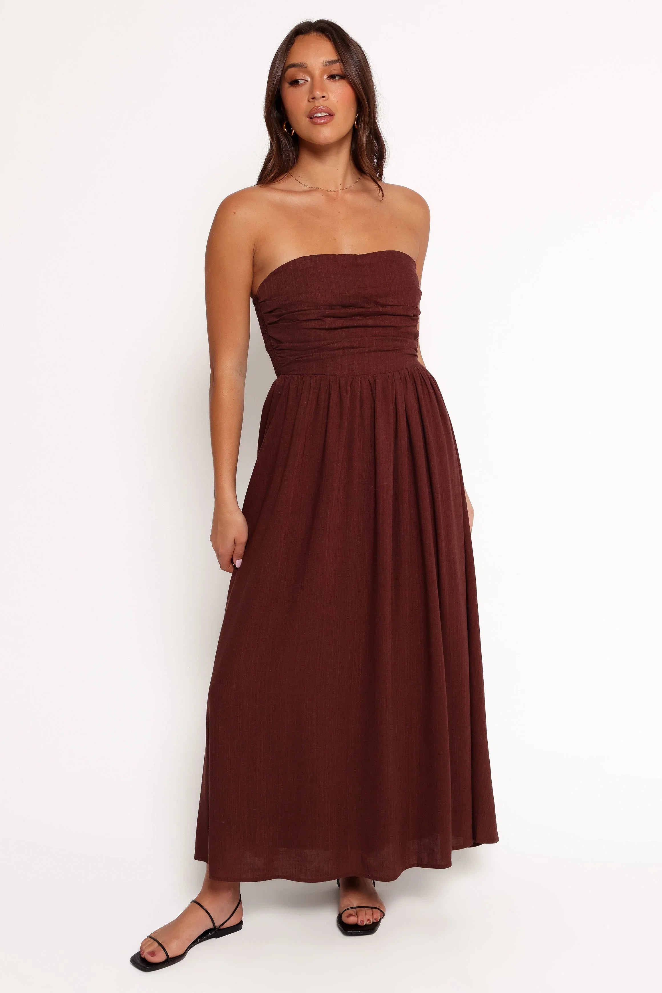 Kayt Strapless Dress Chocolate Brown