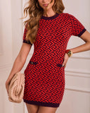 Night Refresh Abstract Mini Sweater Dress