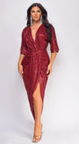 Uma Sequin Midi Dress Burgundy