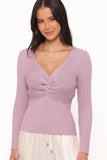 Demi Twist Detail Knit Top Lavender