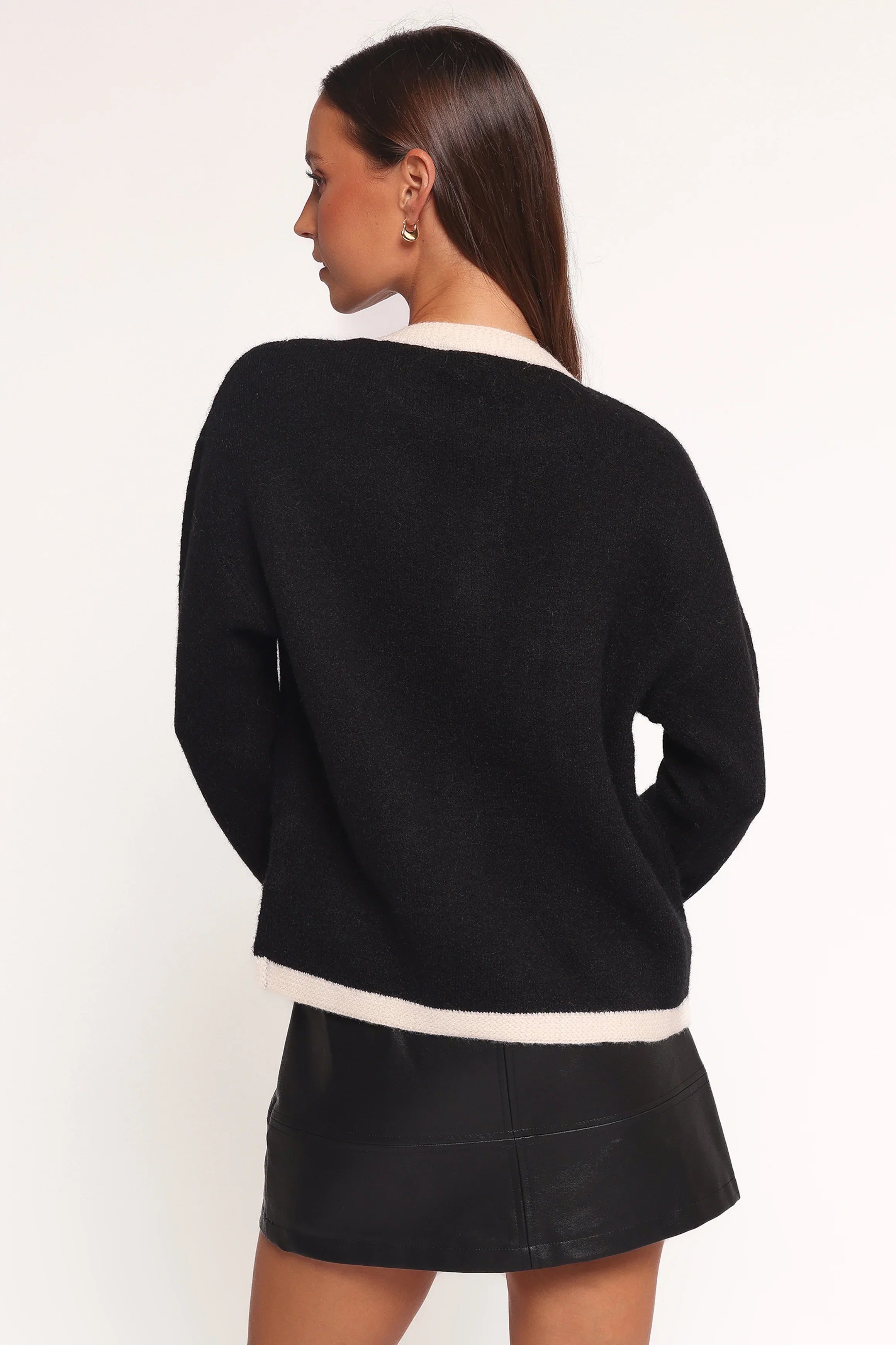 Orabelle Contrast Hem Cardigan Black