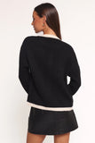 Orabelle Contrast Hem Cardigan Black