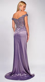Winter Lavender Purple Off Shoulder Sequin Gown