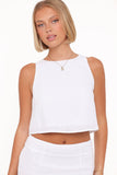 Madison Linen Cropped Tank White