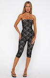 Holding My Soul Strapless Lace Jumpsuit Black