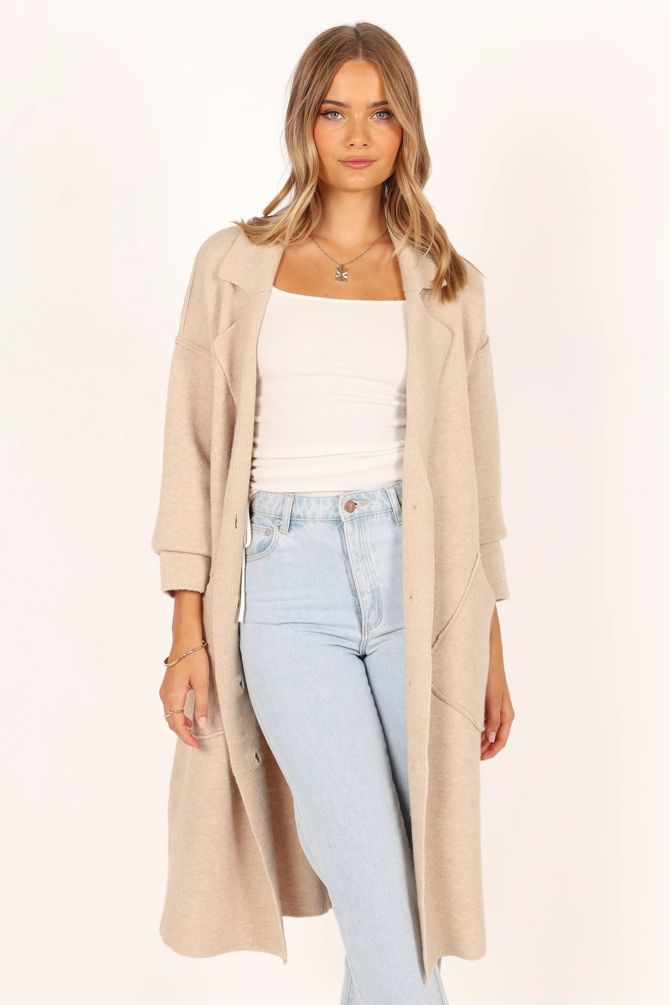 Ivy Button Front Coatigan Oatmeal