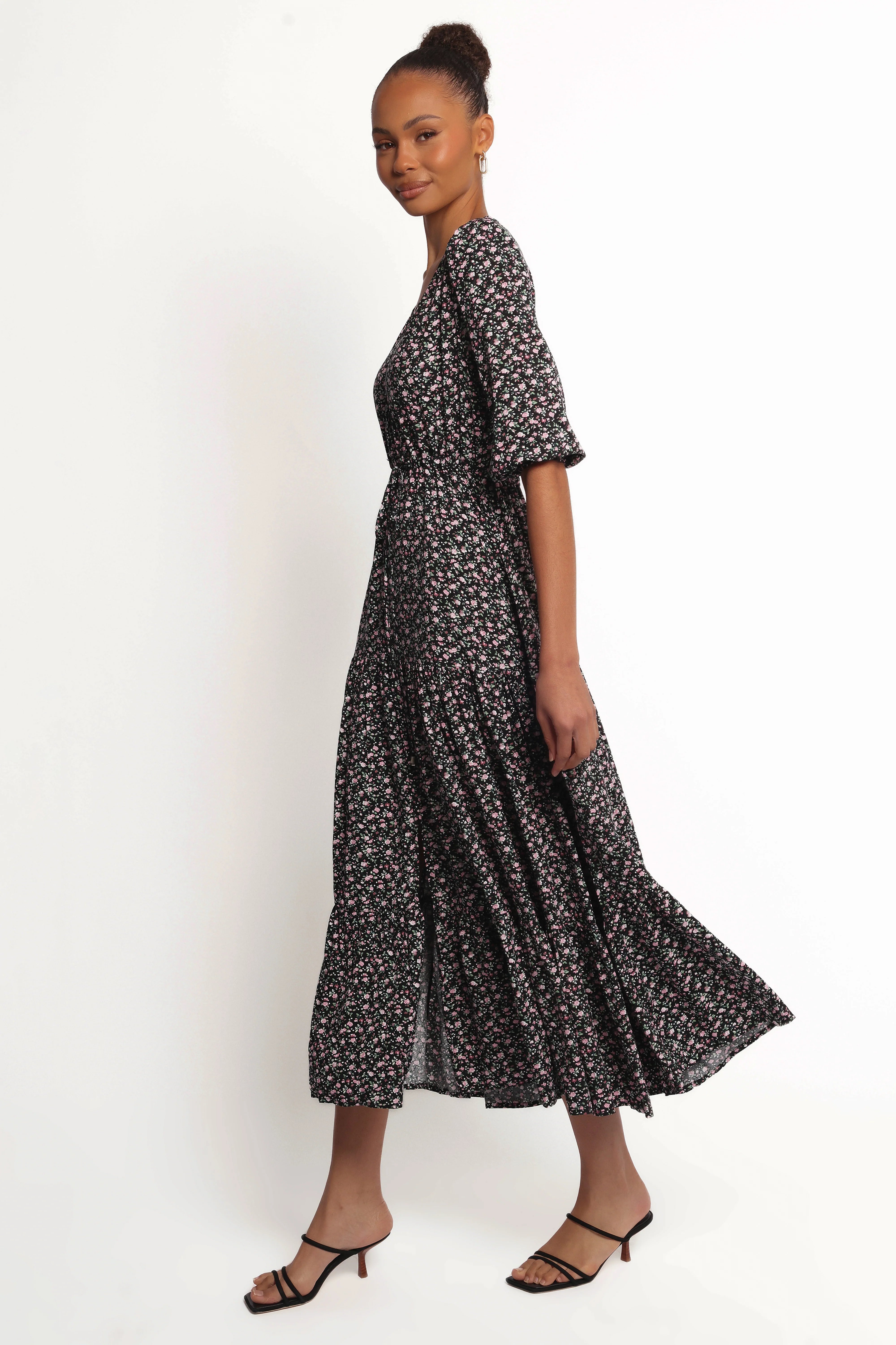 Kelda Dress Black Rosebud Floral