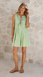 Launa Tie Front Mini Dress Matcha Green