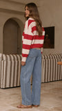 Kodi Sweater Red Beige Stripe