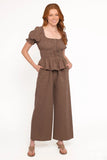 Bridget Jumpsuit Taupe Purple Floral
