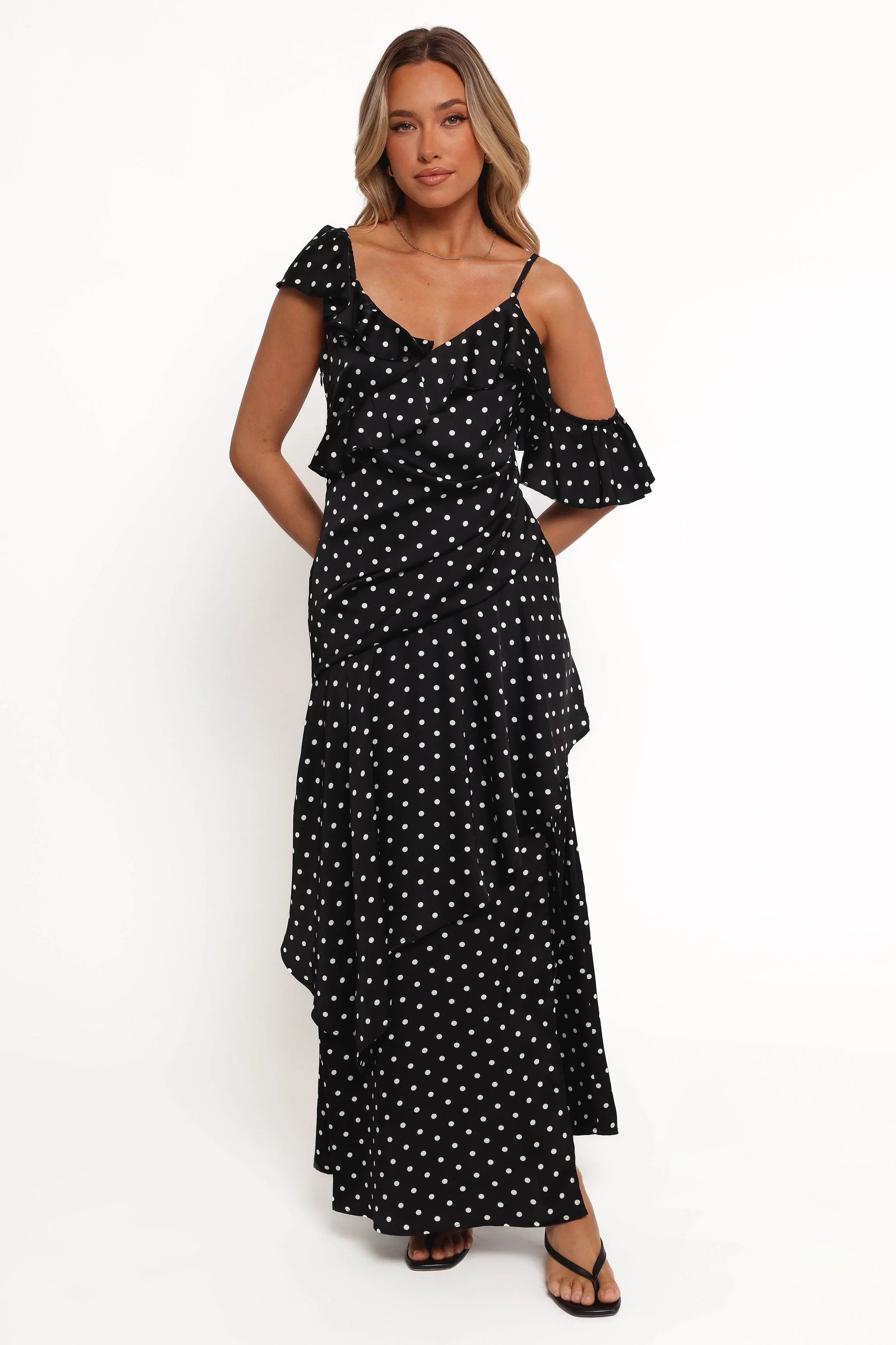 Adelina Maxi Dress Black Polka Dot