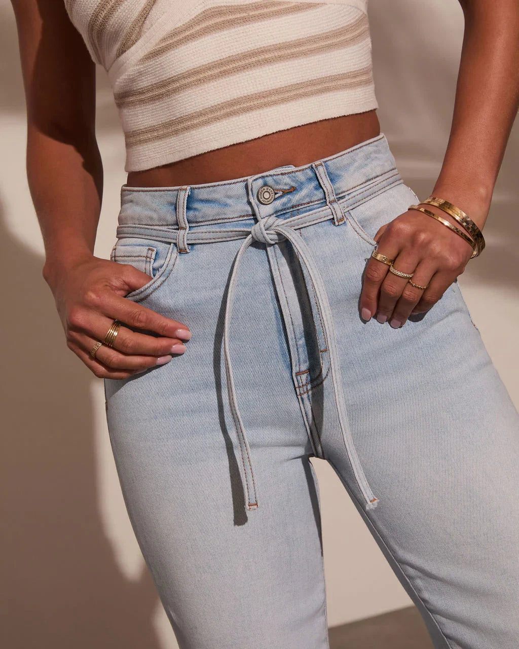 Fitzpatrick Super Stretch High Rise Belted Jeans