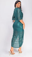 Uma Sequin Midi Dress Green