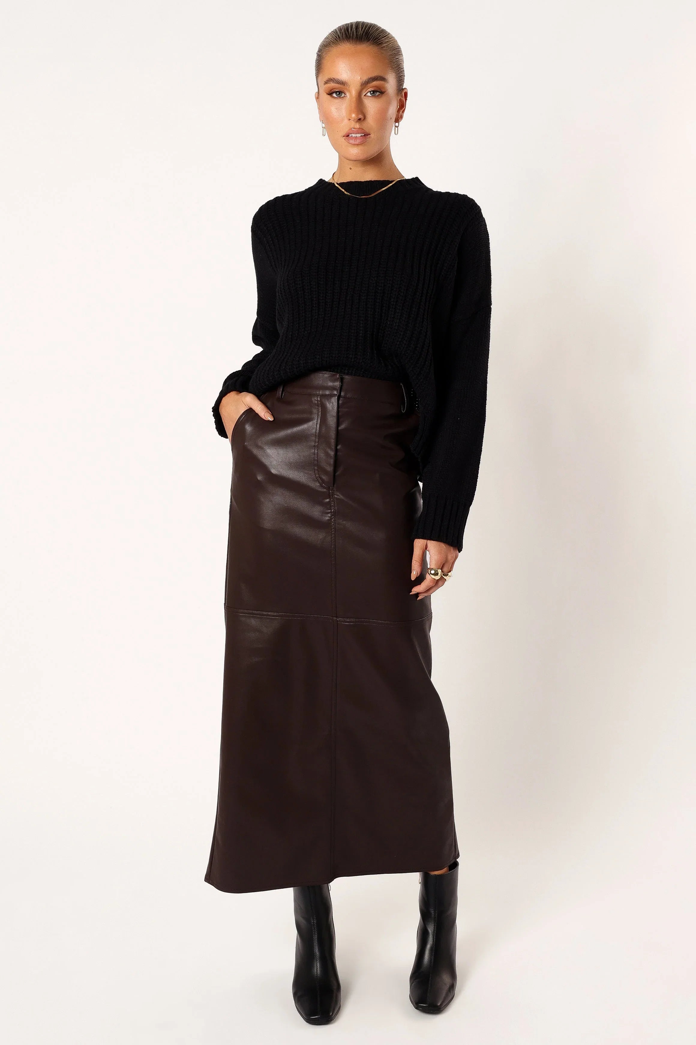 Arlette Textured Knit Sweater Black