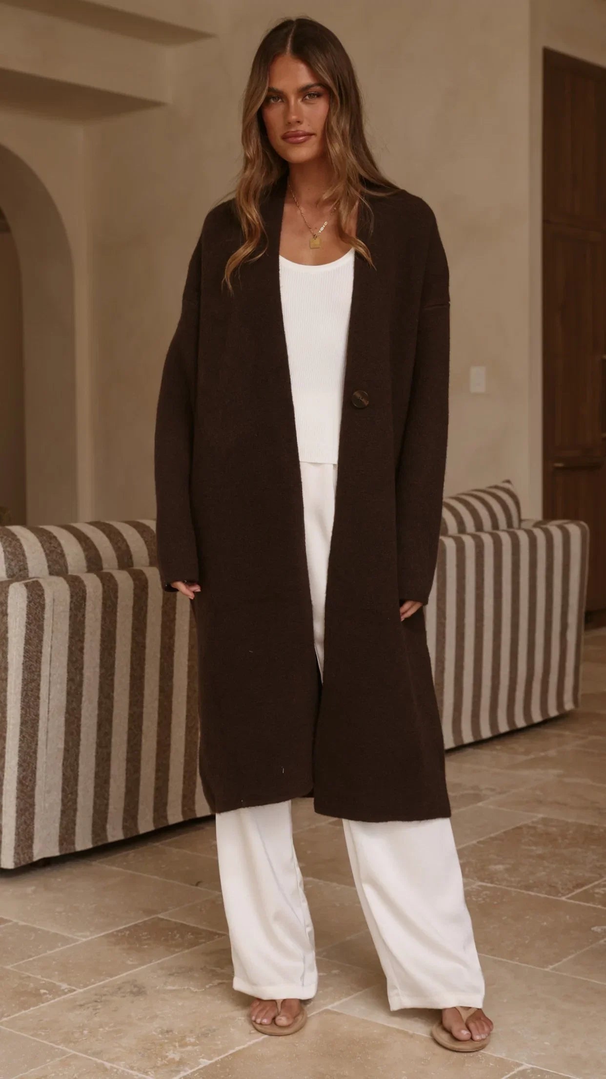 Romy Longline Cardigan Chocolate