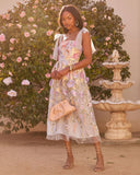 Falling Petals Floral Applique Midi Dress