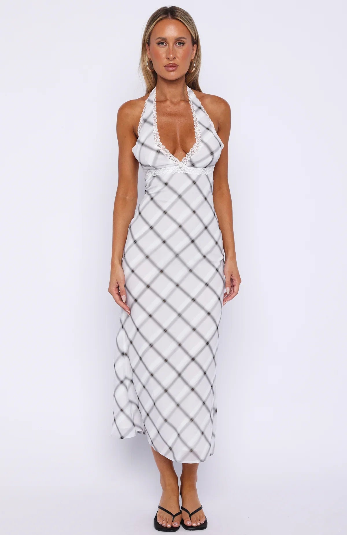 Champagne Dream Midi Dress Shadow Check