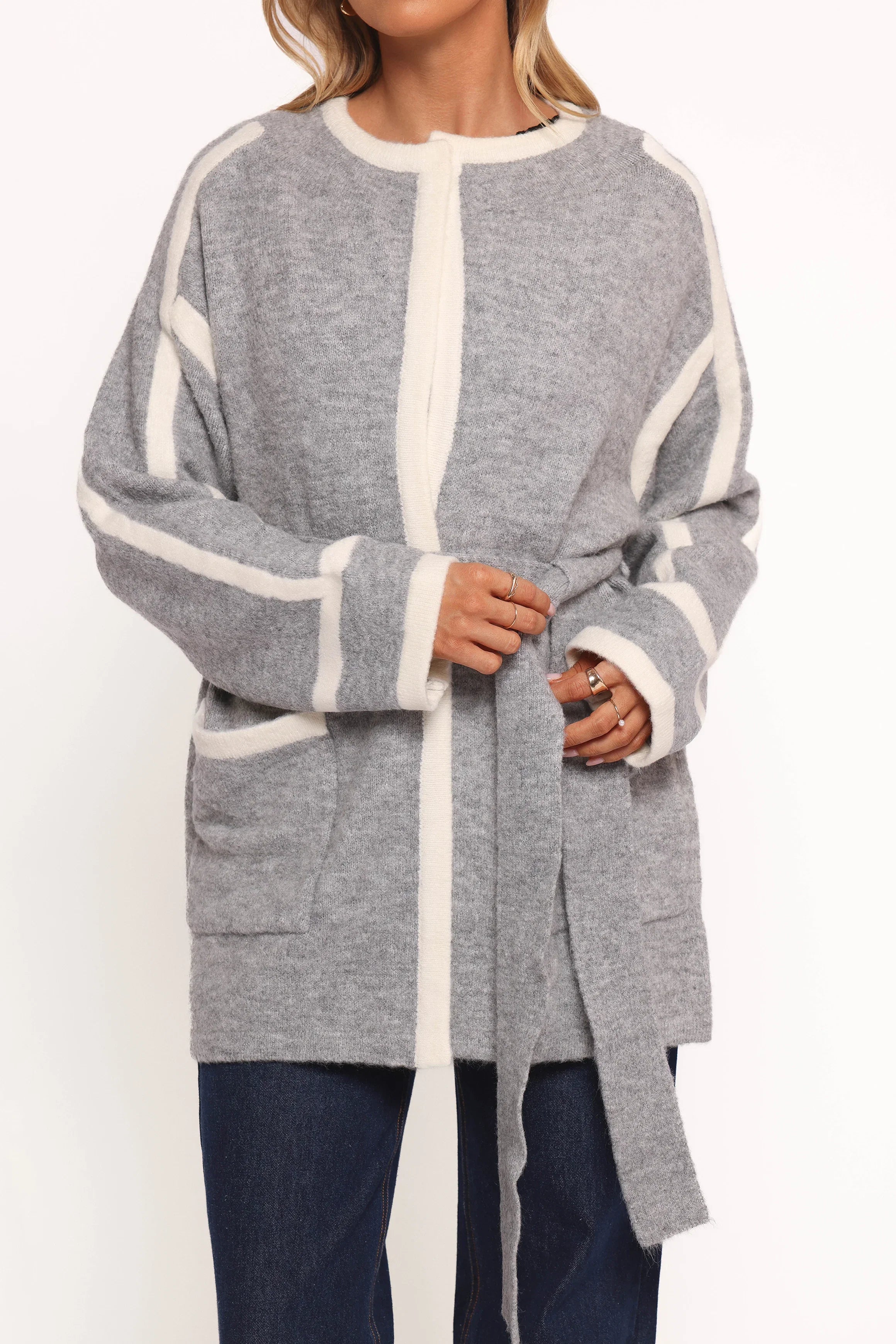 Maloney Tie Front Coatigan Grey
