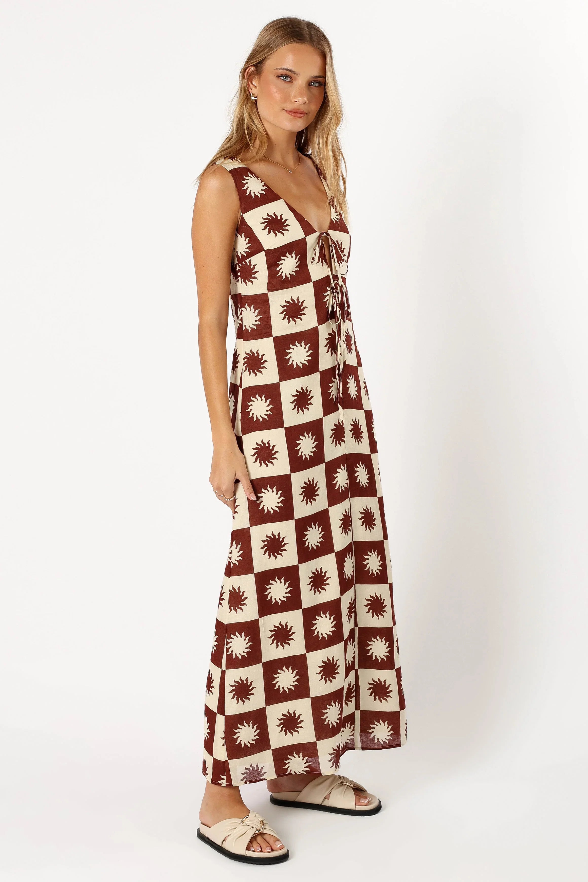 Carson Midi Dress Brown Cream
