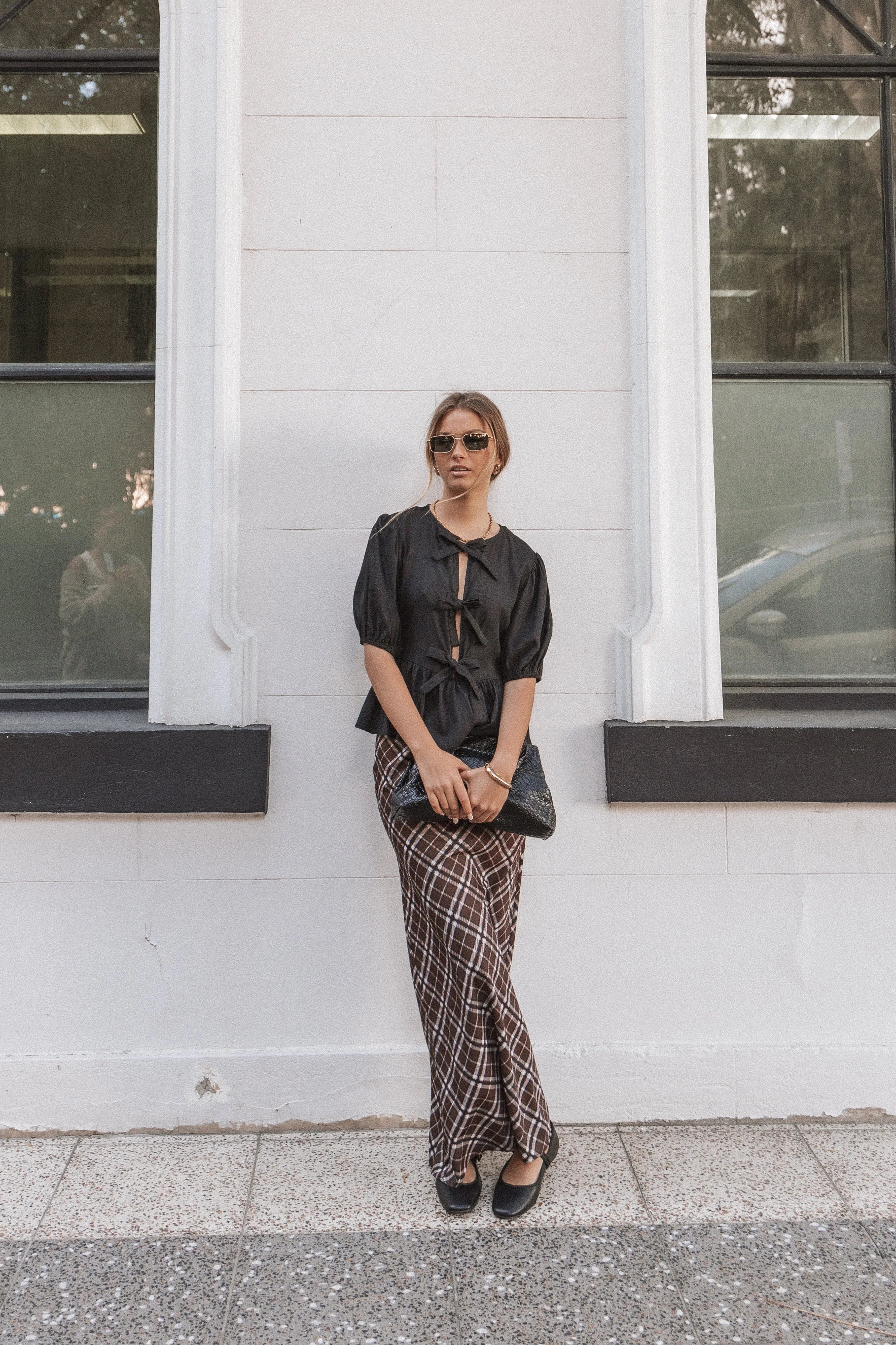 Sandra Midi Skirt Brown Check
