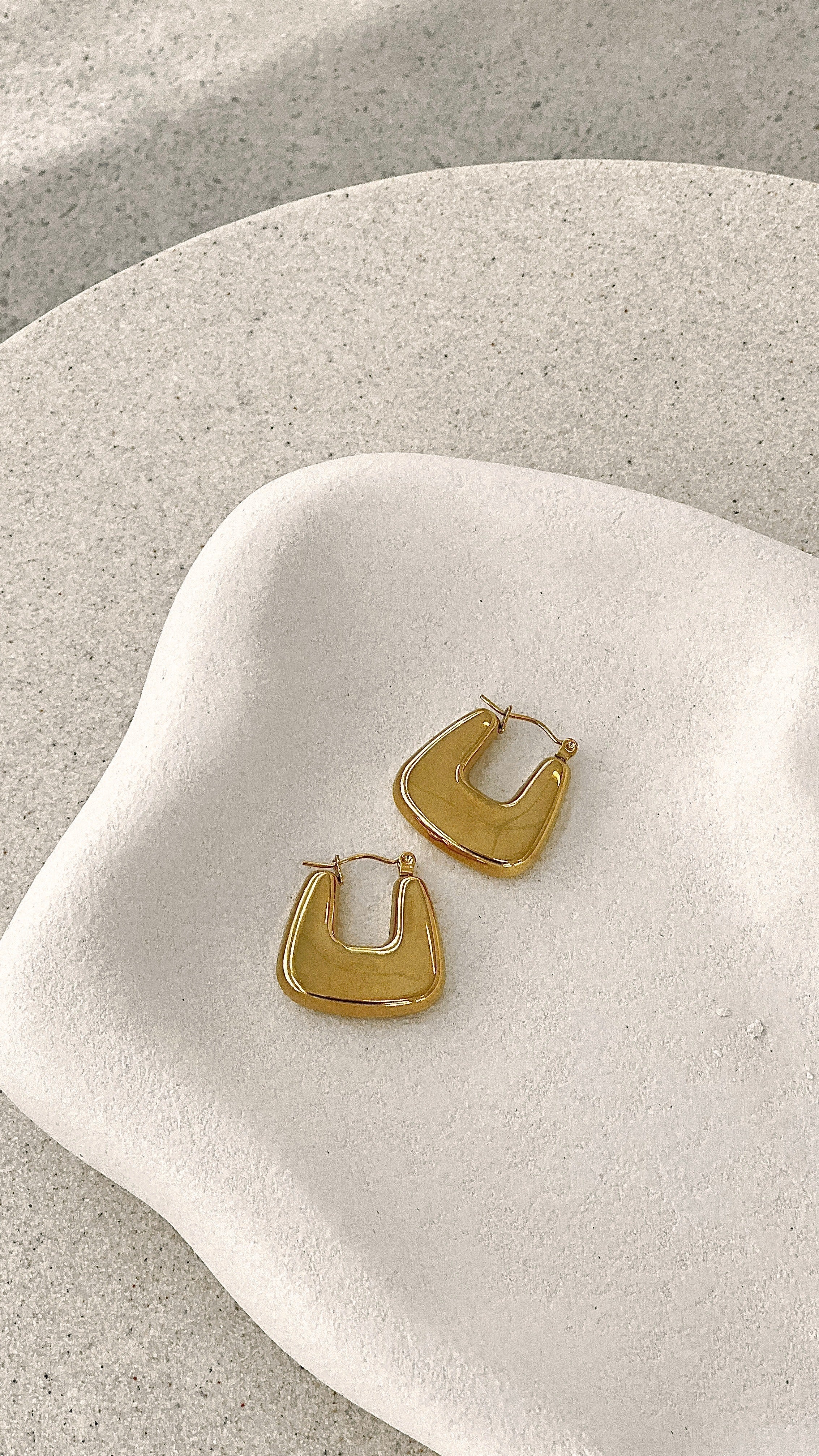 Square Crush Gold Plated Earrings Gold