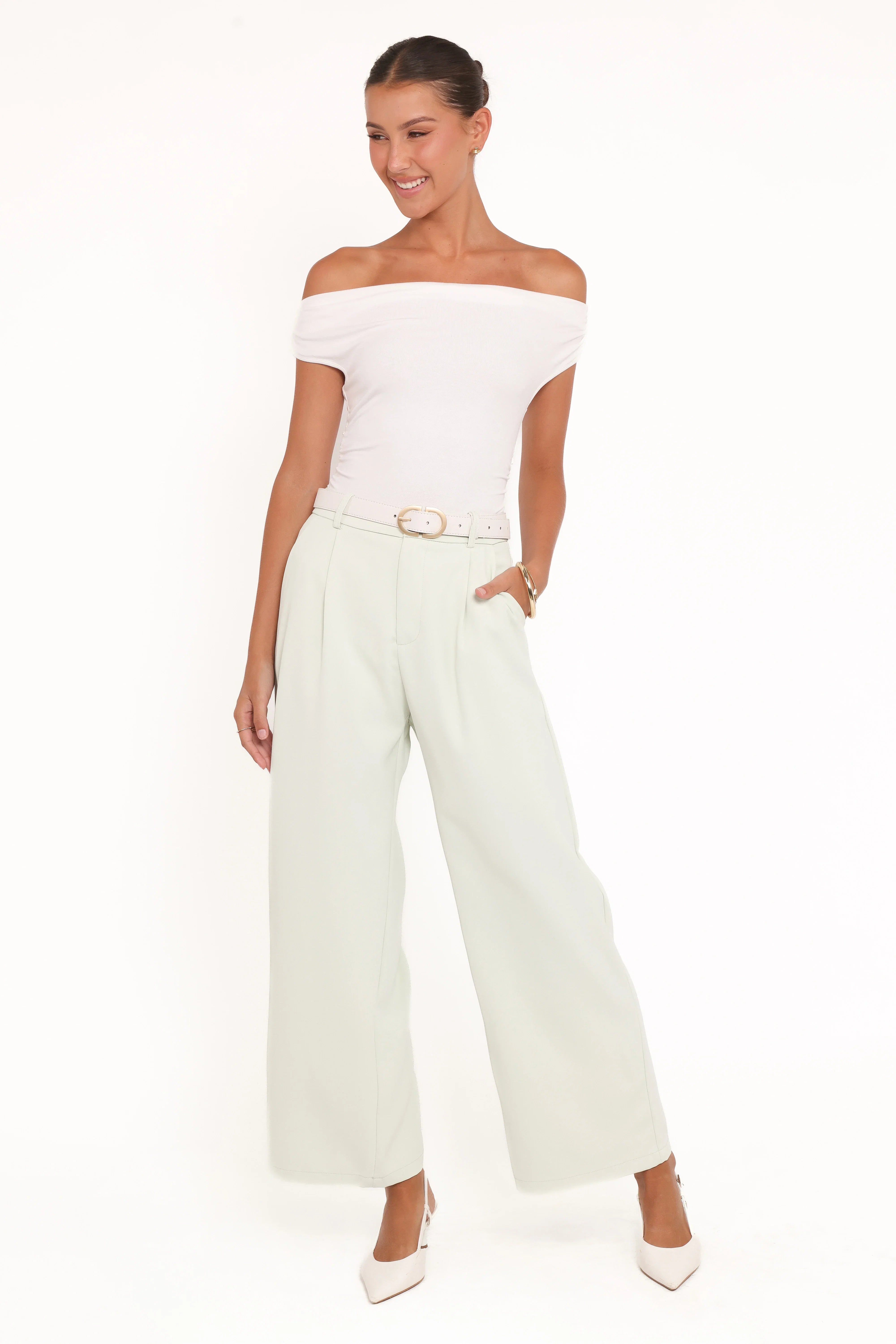Lia Wide Leg Pant Sage Green