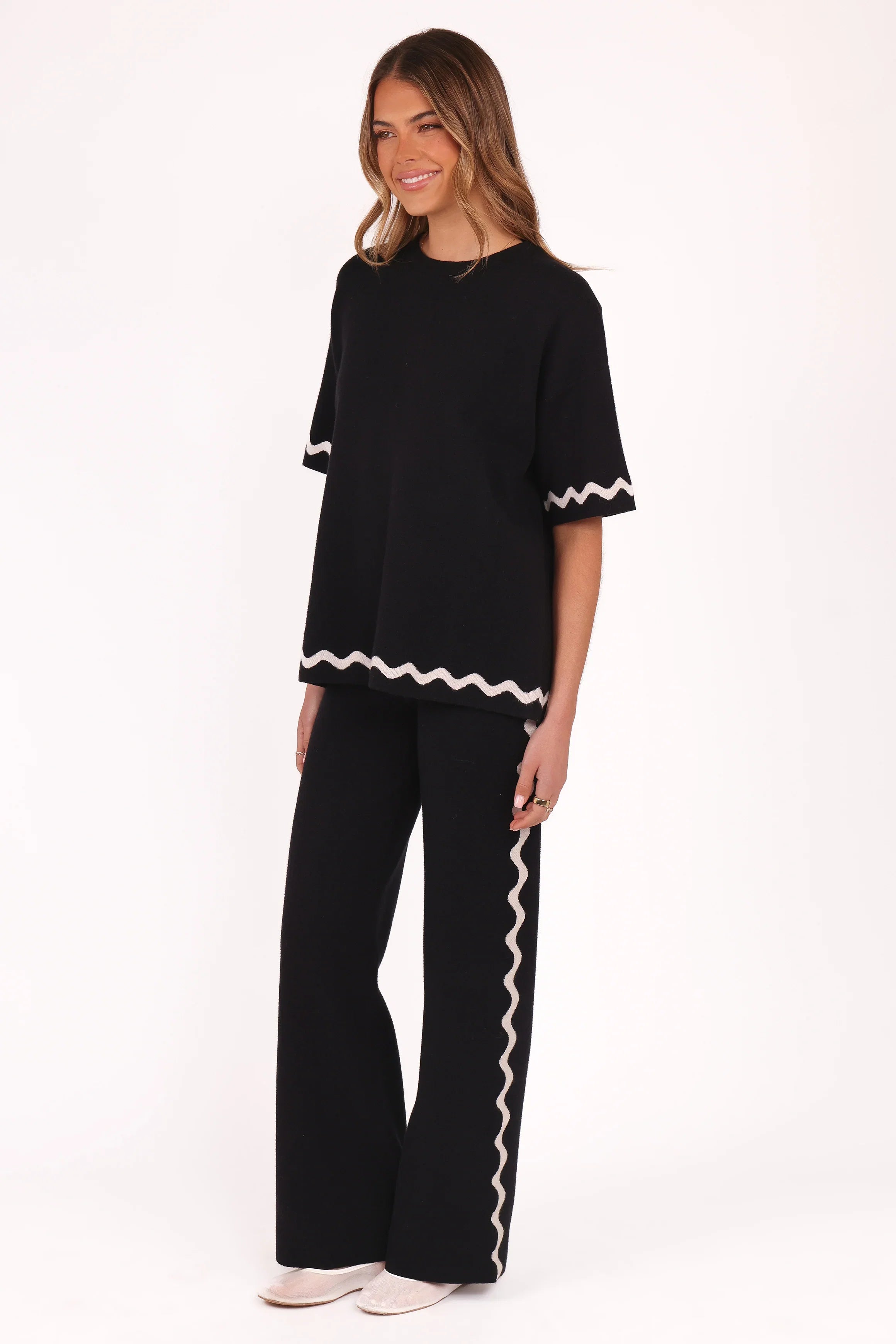 Vespa Knitted Pant Black White