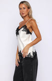 Caught Your Eye Lace Cami Top Cream Black