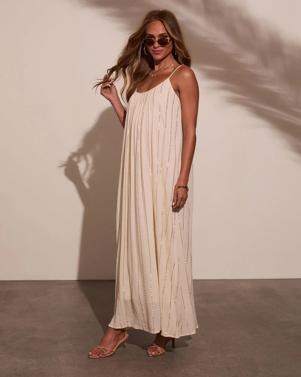 Onda Striped Metallic Maxi Dress