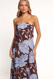 Ottavia Strapless Maxi Dress Blue Poppies
